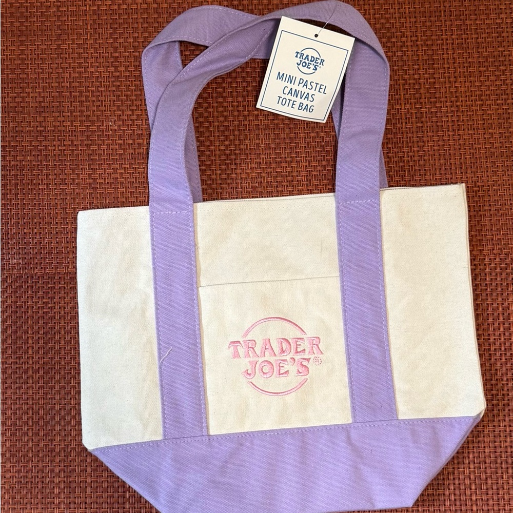 Purple and Cream Canvas Tote Bag